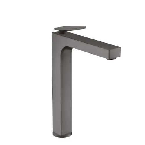 Einhebel-Waschtischmischer von AXOR mit einem minimalistischen Design in Brushed Black Chrome, geeignet für Aufsatzwaschtische.